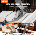 VEVOR 25.4 cm Table Saw w/ Stand Electric Cutting Machine 4800RPM 63.5 cm Rip Capacity