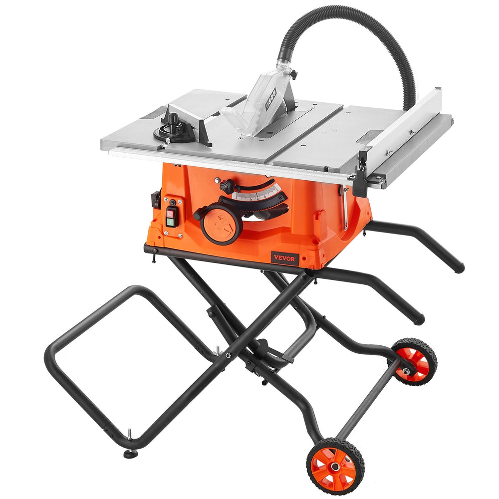 VEVOR 25.4 cm Table Saw w/ Stand Electric Cutting Machine 4800RPM 63.5 cm Rip Capacity