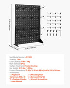 VEVOR Pegboard Display Stand, 43 x 33 cm Tabletop Pegboard Display Stand with 15 Hooks, Thickened Cold-Rolled Steel Peg Board Panel for Grocery, Retail Store and Jewelry Shop, Black (1 PCS)