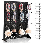 VEVOR Pegboard Display Stand, 43 x 33 cm Tabletop Pegboard Display Stand with 15 Hooks, Thickened Cold-Rolled Steel Peg Board Panel for Grocery, Retail Store and Jewelry Shop, Black (1 PCS)
