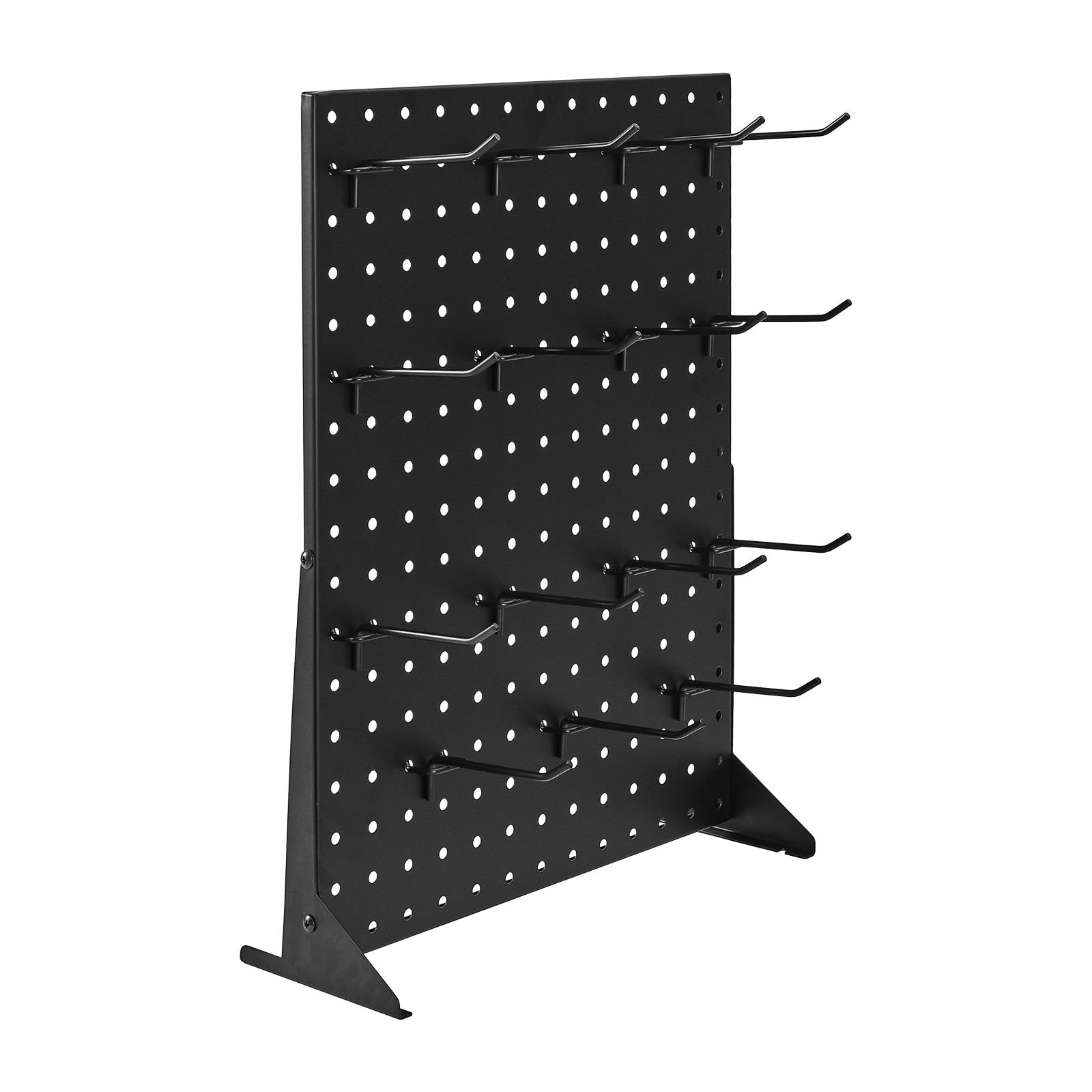 VEVOR Pegboard Display Stand, 43 x 33 cm Tabletop Pegboard Display Stand with 15 Hooks, Thickened Cold-Rolled Steel Peg Board Panel for Grocery, Retail Store and Jewelry Shop, Black (1 PCS)
