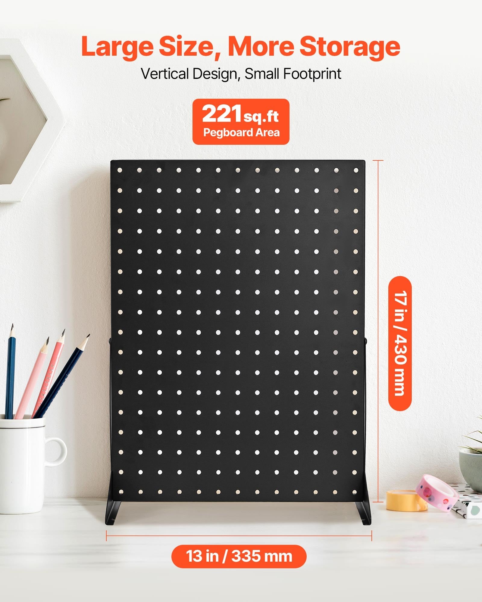 VEVOR Pegboard Display Stand, 43 x 33 cm Tabletop Pegboard Display Stand, Accessories Rack Organizer, Thickened Cold-Rolled Steel Peg Board Panel for Grocery Retail Store Jewelry Shop, Black (4 PCS)