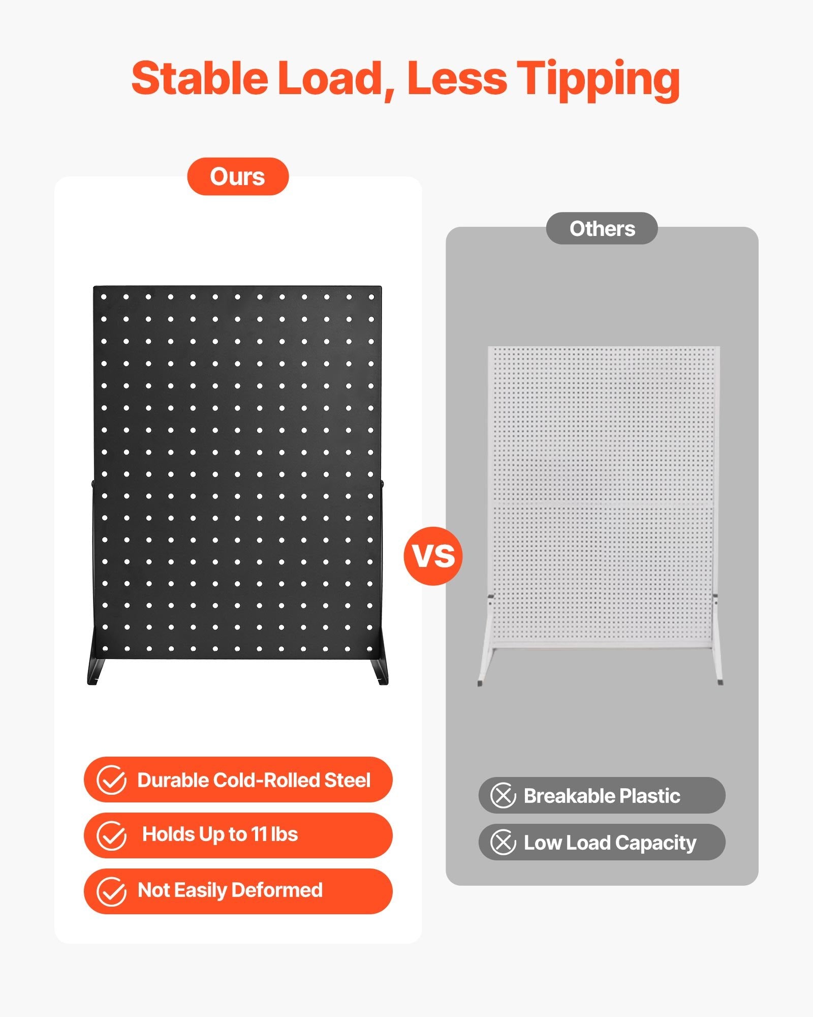 VEVOR Pegboard Display Stand, 43 x 33 cm Tabletop Pegboard Display Stand, Accessories Rack Organizer, Thickened Cold-Rolled Steel Peg Board Panel for Grocery Retail Store Jewelry Shop, Black (4 PCS)