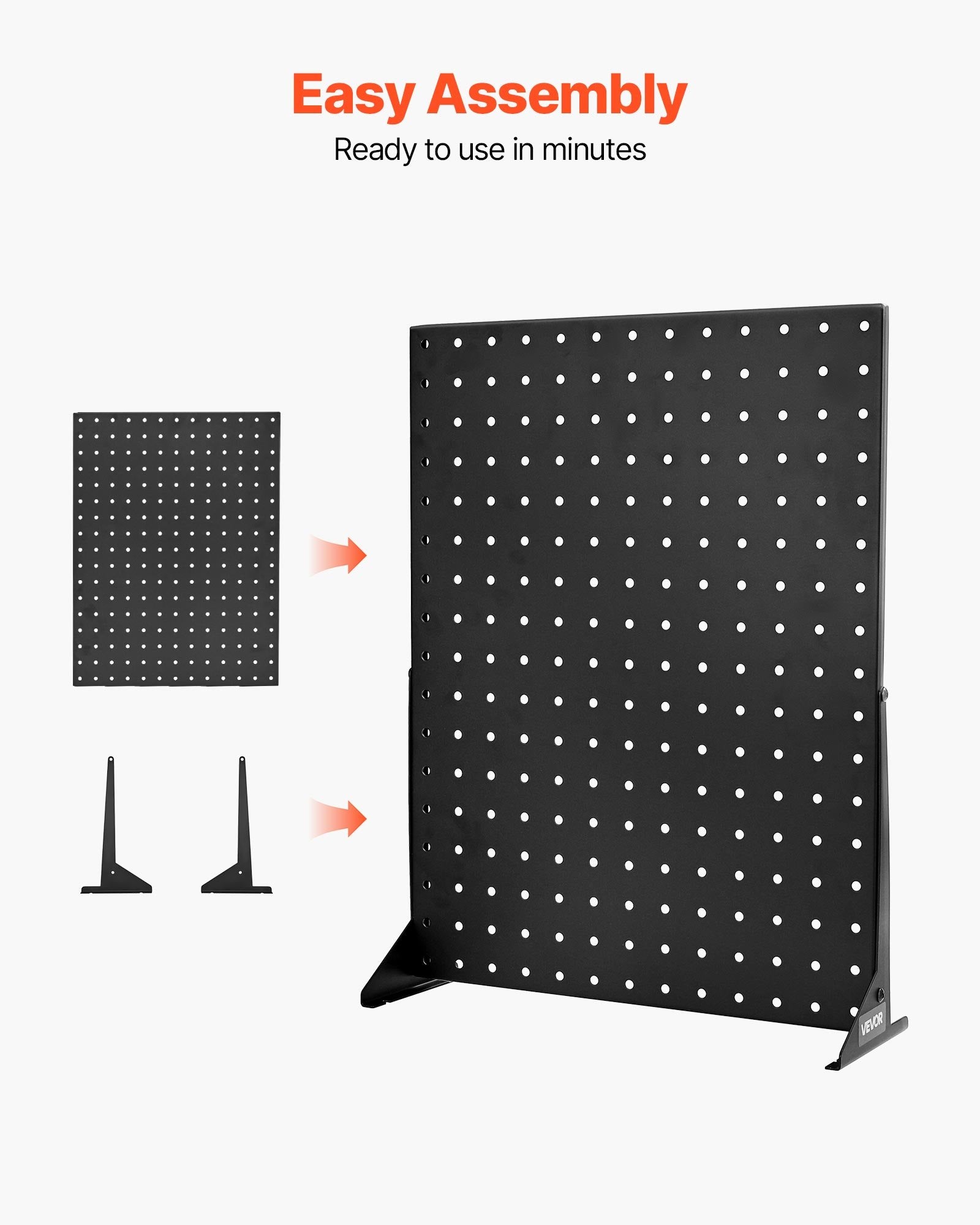 VEVOR Pegboard Display Stand, 43 x 33 cm Tabletop Pegboard Display Stand, Accessories Rack Organizer, Thickened Cold-Rolled Steel Peg Board Panel for Grocery Retail Store Jewelry Shop, Black (4 PCS)