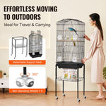 VEVOR Large Bird Cage, 62 in, Open Top Parakeet Cage with Rolling Stand,  Steel Bird Flight Cage with Removable Tray, Budgie Birdcage with 4 Perches, Parrot Cage for Lovebirds Cockatiels Pet Toy