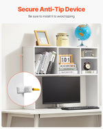 VEVOR Desktop Bookshelf, 1-Tier Desktop Storage Organizer, 37" x 9.4" x 28.7" Office Storage Rack Wood Display Shelf, Desktop Bookshelf Hutch with Anti-Slip Feet Pads, for Office, Home & Dorm, White
