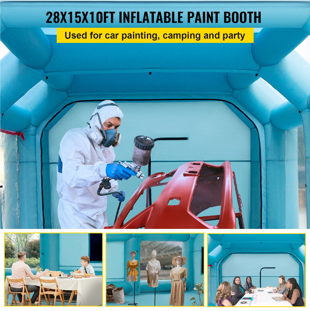 VEVOR Inflatable Spray Booth Car Paint Tent 8.5 x 4.6 x 3 m Filter System 2 Blowers