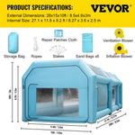 VEVOR Inflatable Spray Booth Car Paint Tent 8.5 x 4.6 x 3 m Filter System 2 Blowers