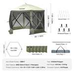 VEVOR Pop Up Gazebo Tent, Pop-Up Screen Tent 6 Sided Canopy Sun Shelter with 6 Removable Privacy Wind Cloths & Mesh Windows, 10x10FT Quick Set Screen Tent with Mosquito Netting, Army Green