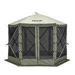 VEVOR Pop Up Gazebo Tent, Pop-Up Screen Tent 6 Sided Canopy Sun Shelter with 6 Removable Privacy Wind Cloths & Mesh Windows, 10x10FT Quick Set Screen Tent with Mosquito Netting, Army Green