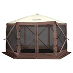 VEVOR Pop Up Gazebo Tent, Pop-Up Screen Tent 6 Sided Canopy Sun Shelter with 6 Removable Privacy Wind Cloths & Mesh Windows, 11.5x11.5FT Quick Set Screen Tent with Mosquito Netting, Brown