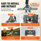 VEVOR Pop Up Gazebo Tent, Pop-Up Screen Tent 6 Sided Canopy Sun Shelter with 6 Removable Privacy Wind Cloths & Mesh Windows, 12x12FT Quick Set Screen Tent with Mosquito Netting, Army Green