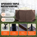 VEVOR Pop Up Gazebo Tent, Pop-Up Screen Tent 6 Sided Canopy Sun Shelter with 6 Removable Privacy Wind Cloths & Mesh Windows, 12.5x12.5FT Quick Set Screen Tent with Mosquito Netting, Brown