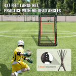 VEVOR Lacrosse Rebounder for Backyard, 1219.2 x 2133.6 mm Volleyball Bounce Back Net, Pitchback Throwback Baseball Softball Return Training Screen, Adjustable Angle Shooting Practice Training Wall with Target