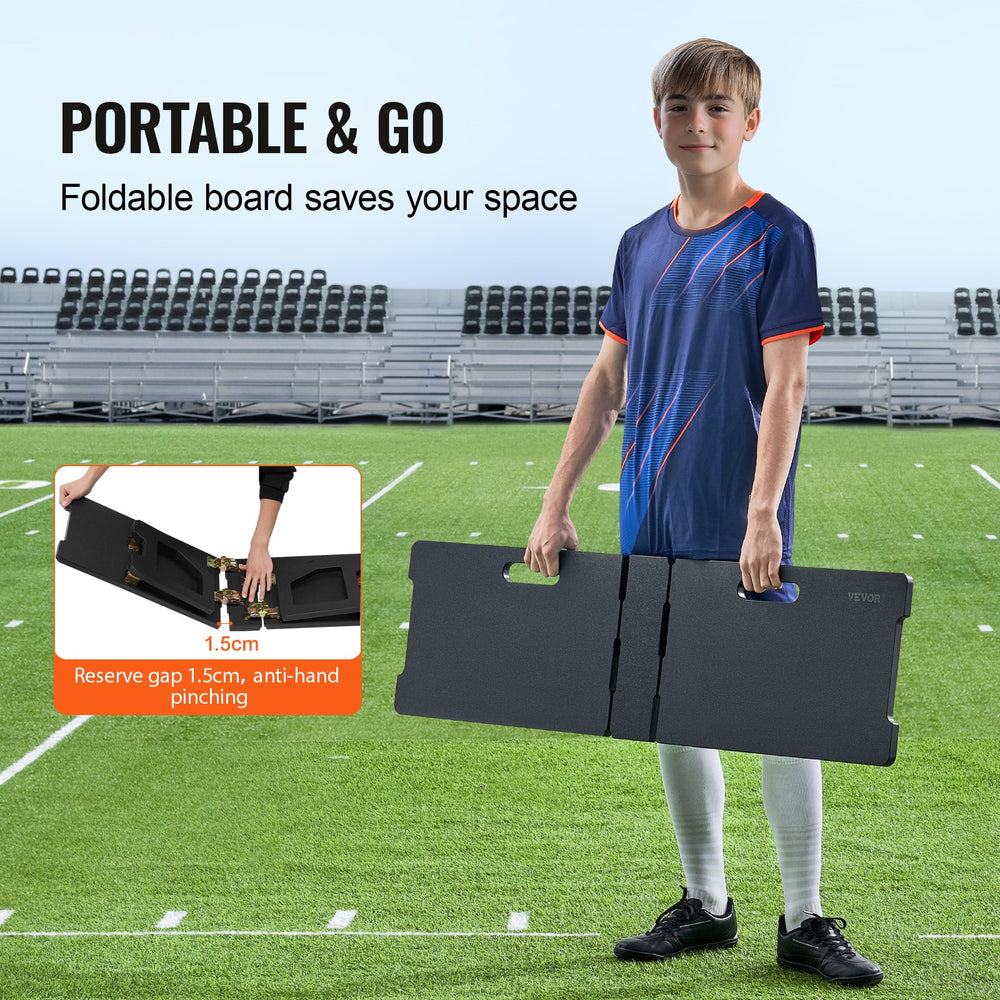 VEVOR Soccer Rebounder Board, 45"X13" Portable Soccer Wall with 2 Angles Rebound, Foldable HDPE Kickback Rebound Board, Soccer Training Equipment for Kids and Adults, Passing & Shooting Practice
