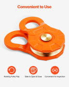 VEVOR 30 T Snatch Block for Winch Recovery, 66,000 lbs Break Strength Pulley System with 0.4" - 0.55" Rope, Heavy Duty Offroad Recovery Accessory for Towing & Recovery on Truck, Tractor, ATV & UTV