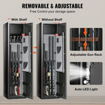 VEVOR 5 Rifles Gun Safe, Rifle Safe with Fingerprint & Digital Lock, Gun Storage Cabinet with Built-in Storage Locker, Removable Storage Shelf for Home Long Gun and Pistols