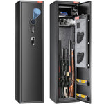 VEVOR 5 Rifles Gun Safe, Rifle Safe with Fingerprint & Digital Lock, Gun Storage Cabinet with Built-in Storage Locker, Removable Storage Shelf for Home Long Gun and Pistols