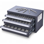 VEVOR End Mill Dispenser Cabinet, Three-Drawer End Mill Organizer Cabinet for 1/8" to 1", Steel End Mill Dispenser Organizer Cabinet with Labels, 29-Compartment Stackable for End Mill Storage