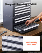 VEVOR Drill Bit Dispenser Cabinet, 3 Pieces Three-Drawer for Letter Sizes A to Z, Five-Drawer Drill Bit Organizer for Wire Gauge Sizes #1 to #60, Stackable for Drill Bit Storage