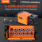 VEVOR Drill Bits Sharpener, MR-13A Drill Bits Grinder Sharpener 3-13mm, 95° to 135° Point Angle Adjustable Drill Bit Re-Sharpener, Portable Sharpening Machine with 11 Collets, CBN & SDC Wheel