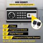 VEVOR Safe Box, 0.0227 m³ Money Safe with Fingerprint Lock and Digital Keypad Lock, Fireproof Home Safe with 2 Keys, Wall-Mounted Security Safe for Cash, Watch, Jewelry, Passport, Document Black