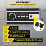 VEVOR Safe Box, 60 L Money Safe with Fingerprint Lock and Digital Keypad, Fireproof Home Safes with A Removable Shelf, Wall-Mounted Security Safe for Cash, Watch, Passport, Document, Black