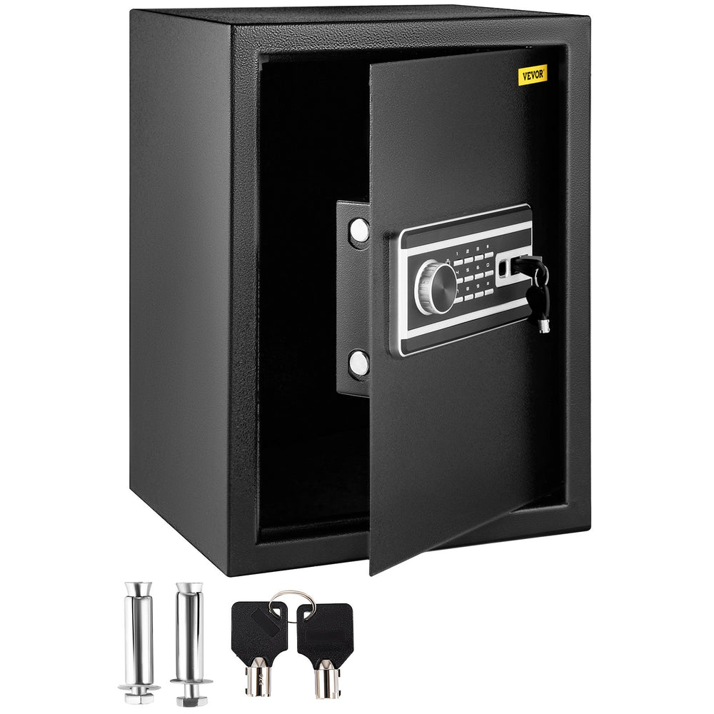 VEVOR Safe Box, 60 L Money Safe with Fingerprint Lock and Digital Keypad, Fireproof Home Safes with A Removable Shelf, Wall-Mounted Security Safe for Cash, Watch, Passport, Document, Black