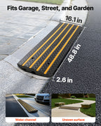 VEVOR Car Driveway Rubber Curb Ramp, 15 Tons Load Capacity, 66 mm Rise Curbside Bridge Ramp with Yellow Reflective Strips, Suitable for Loading Dock, Warehouse, Garage, Sidewalk (1 Pack)