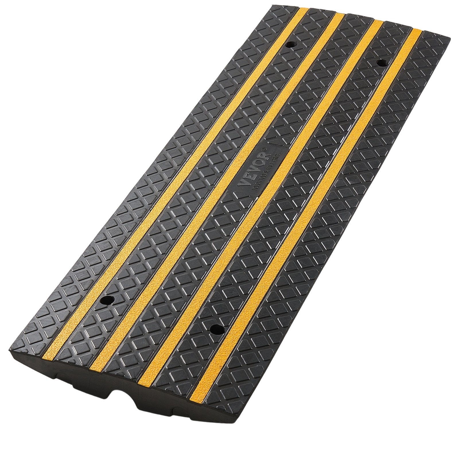 VEVOR Car Driveway Rubber Curb Ramp, 15 Tons Load Capacity, 66 mm Rise Curbside Bridge Ramp with Yellow Reflective Strips, Suitable for Loading Dock, Warehouse, Garage, Sidewalk (1 Pack)
