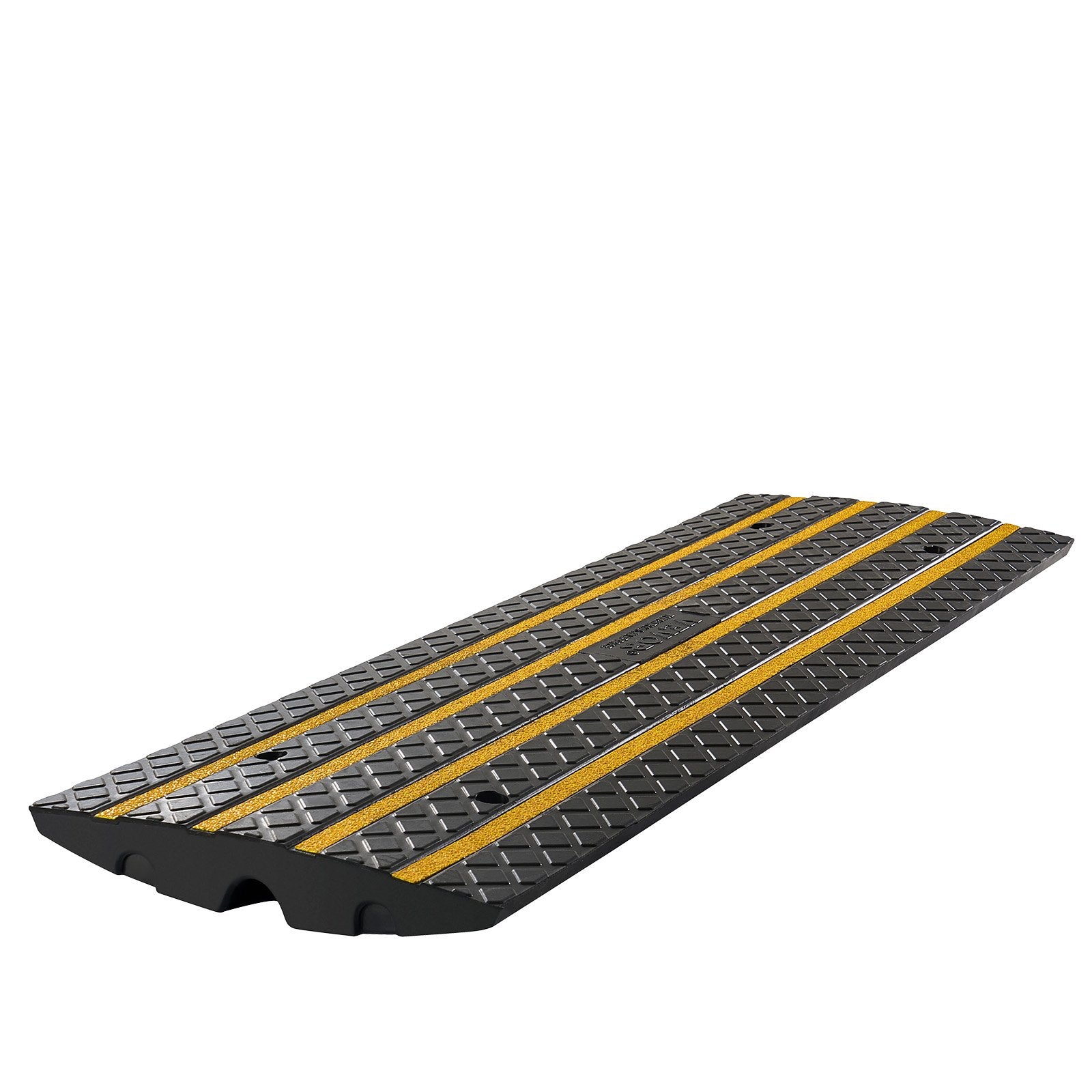 VEVOR Car Driveway Rubber Curb Ramp, 15 Tons Load Capacity, 66 mm Rise Curbside Bridge Ramp with Yellow Reflective Strips, Suitable for Loading Dock, Warehouse, Garage, Sidewalk (1 Pack)