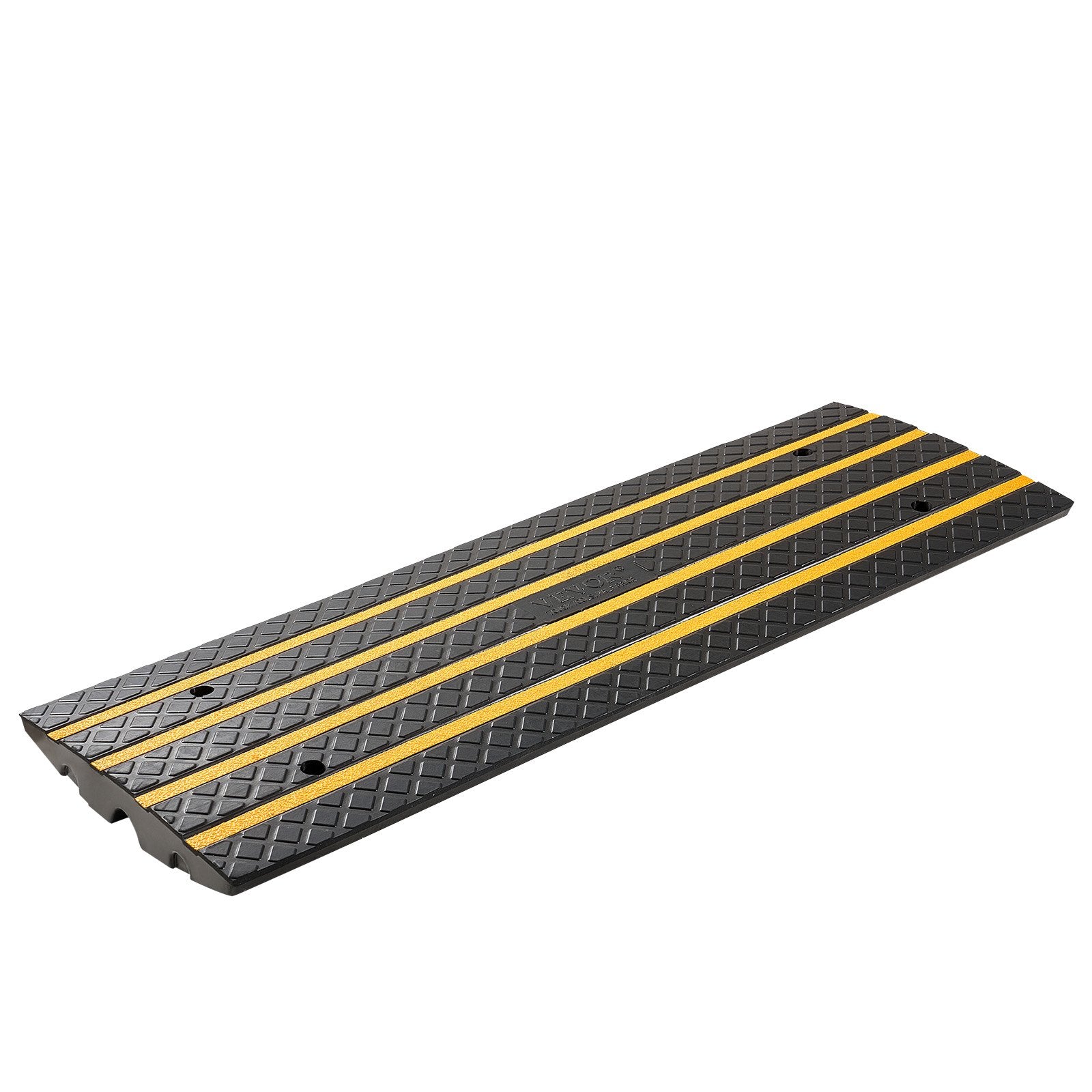 VEVOR Car Driveway Rubber Curb Ramp, 15 Tons Load Capacity, 66 mm Rise Curbside Bridge Ramp with Yellow Reflective Strips, Suitable for Loading Dock, Warehouse, Garage, Sidewalk (1 Pack)