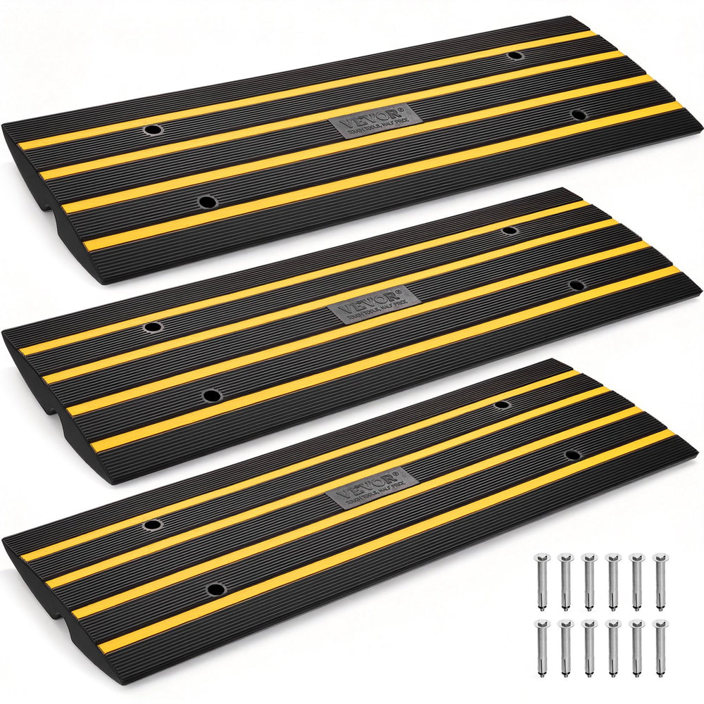 VEVOR Curb Ramp Rubber Driveway Ramp 3 Pack 2.6" Rise 15T Load Threshold Ramp