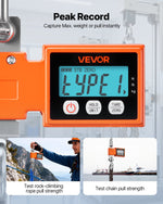 VEVOR Digital Crane Scale, 1100 lbs/500 kg Max Capacity, Heavy Duty Industrial Hanging Scale with Cast Aluminum Case & LCD Display, 100 g Division & 3 Unit Switch, Auto-Off Setting for Garage