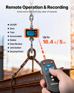 VEVOR Digital Crane Scale, 4400 lbs/2000 kg Max Capacity, Heavy Duty Industrial Hanging Scale with Cast Aluminum Case & LCD Display, 500 g Division & 3 Unit Switch, Remote Control for Garage Factory