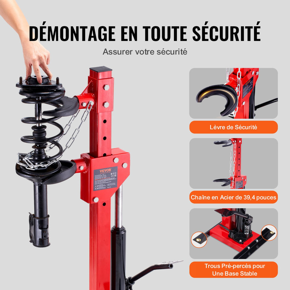 VEVOR Strut Spring Compressor, 4.5 Ton/4499.6 kg Hydraulic Jack Capacity, 1 Ton Rated Compression Force, Auto Strut Coil Spring Compressor Tool, Hydraulic Spring Compressor for Strut Spring Removing