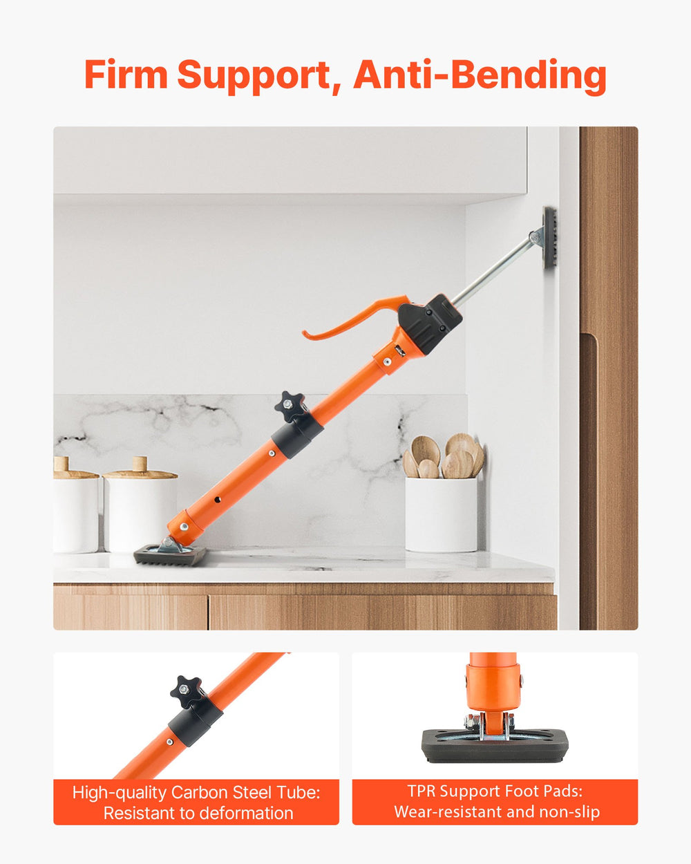 VEVOR Cabinet Jack Support Pole, 2-Pack, 40-60 cm Steel Telescopic Quick Support Rod, Adjustable 3rd Hand System up to 100 kg Capacity for Installing Cabinets, Lifting Drywall, Cargo Bars