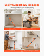 VEVOR Cabinet Jack Support Pole, 2-Pack, 48-75 cm Steel Telescopic Quick Support Rod, Adjustable 3rd Hand System up to 100 kg Capacity for Installing Cabinets, Lifting Drywall, Cargo Bars