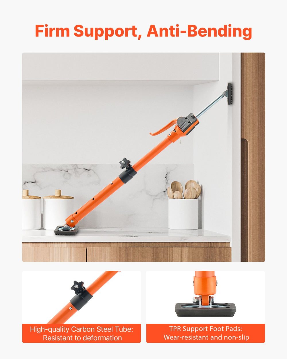 VEVOR Cabinet Jack Support Pole, 2-Pack, 48-75 cm Steel Telescopic Quick Support Rod, Adjustable 3rd Hand System up to 100 kg Capacity for Installing Cabinets, Lifting Drywall, Cargo Bars