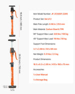 VEVOR Cabinet Jack Support Pole, 2-Pack, 48-75 cm Steel Telescopic Quick Support Rod, Adjustable 3rd Hand System up to 100 kg Capacity for Installing Cabinets, Lifting Drywall, Cargo Bars