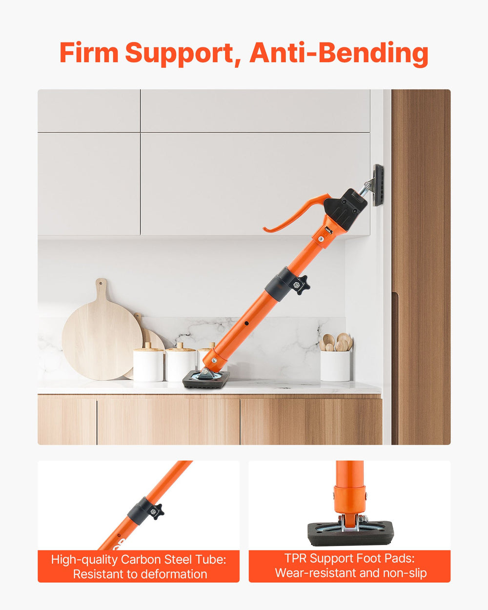 VEVOR Cabinet Jack Support Pole, 2-Pack, 64.5-115 cm Steel Telescopic Quick Support Rod, Adjustable 3rd Hand System up to 100 kg Capacity for Installing Cabinets, Lifting Drywall, Cargo Bars