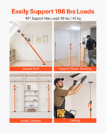 VEVOR Cabinet Jack Support Pole, 2-Pack, 125-291 cm Steel Telescopic Quick Support Rod, Adjustable 3rd Hand System up to 90 kg Capacity for Installing Cabinets, Lifting Drywall, Cargo Bars