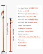 VEVOR Cabinet Jack Support Pole, 2-Pack, 125-291 cm Steel Telescopic Quick Support Rod, Adjustable 3rd Hand System up to 90 kg Capacity for Installing Cabinets, Lifting Drywall, Cargo Bars
