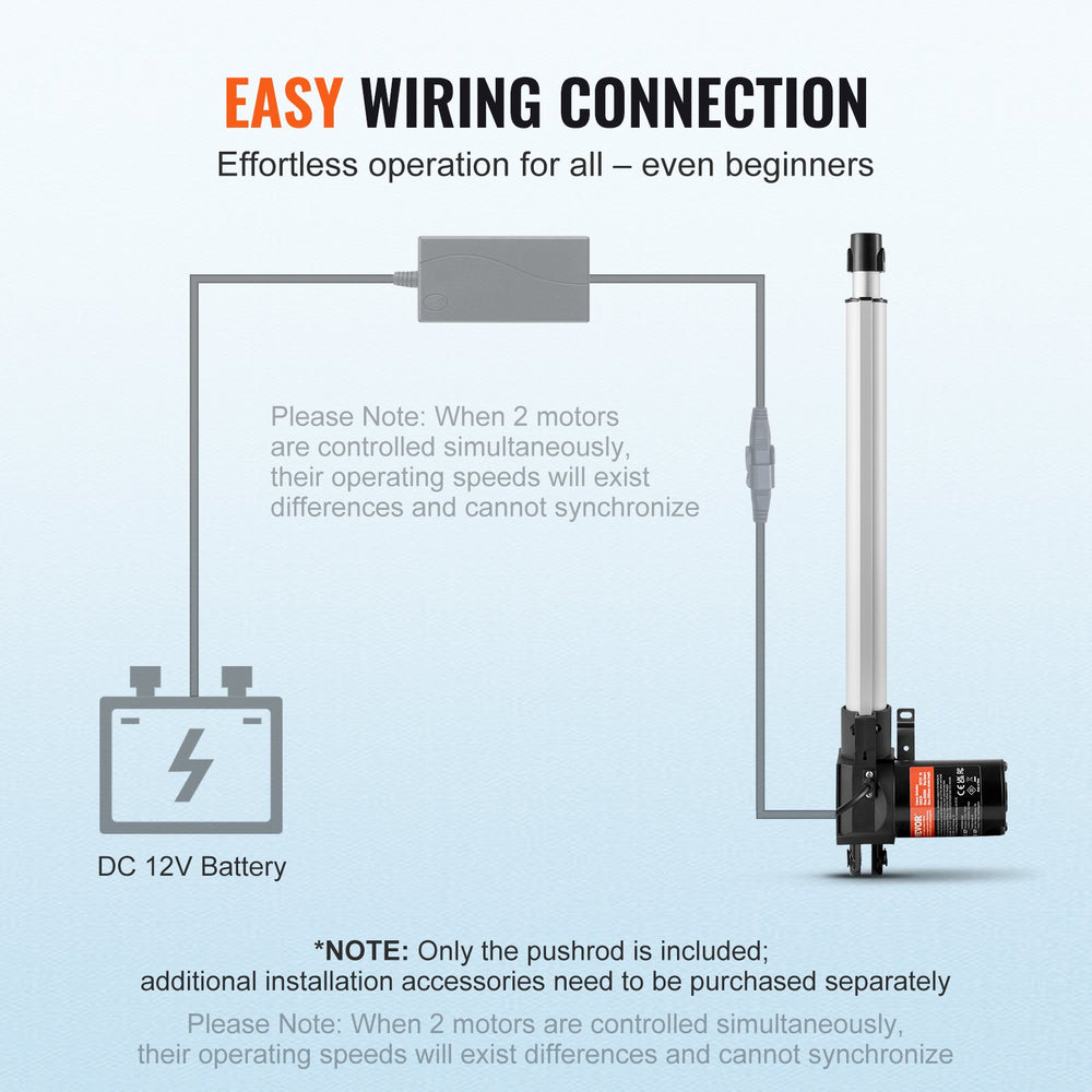 VEVOR Linear Actuator 12V 35.6 cm Heavy Duty 598.8 kg/6000N 0.5 cm/s IP44 Protection