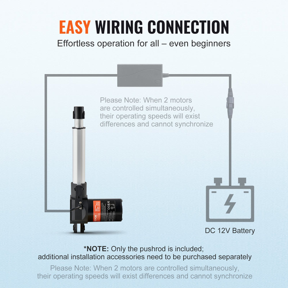 VEVOR Linear Actuator 12V 15.2 cm Heavy Duty 598.8 kg/6000N 0.5 cm/s IP44 Protection