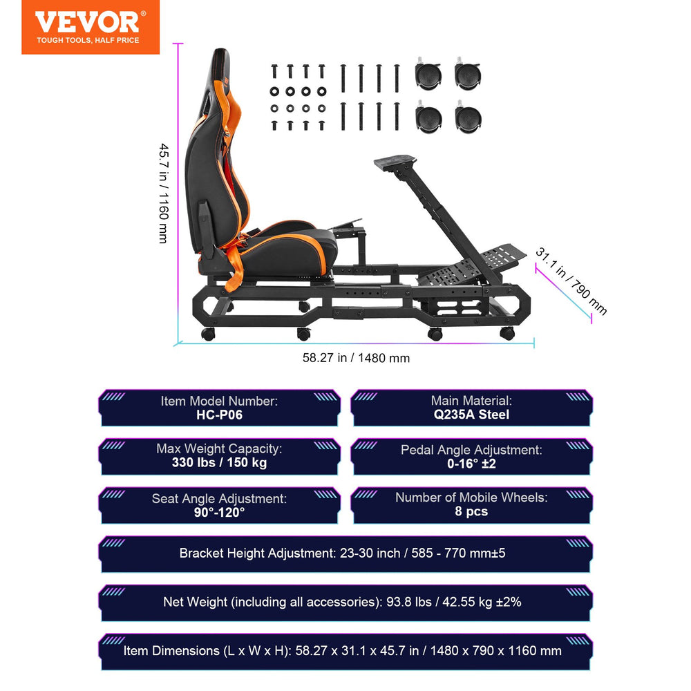 VEVOR Heavy Duty Racing Wheel Stand for Logitech G923/G920/G29 Max Load 150 kg