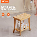 VEVOR Bamboo Shower Bench 48.5 x 28.7 x 46.5 cm Shower Stool Chair for Bathroom