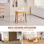 VEVOR Bamboo Shower Bench 48.5 x 28.7 x 46.5 cm Shower Stool Chair for Bathroom