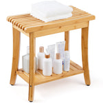VEVOR Bamboo Shower Bench 48.5 x 28.7 x 46.5 cm Shower Stool Chair for Bathroom