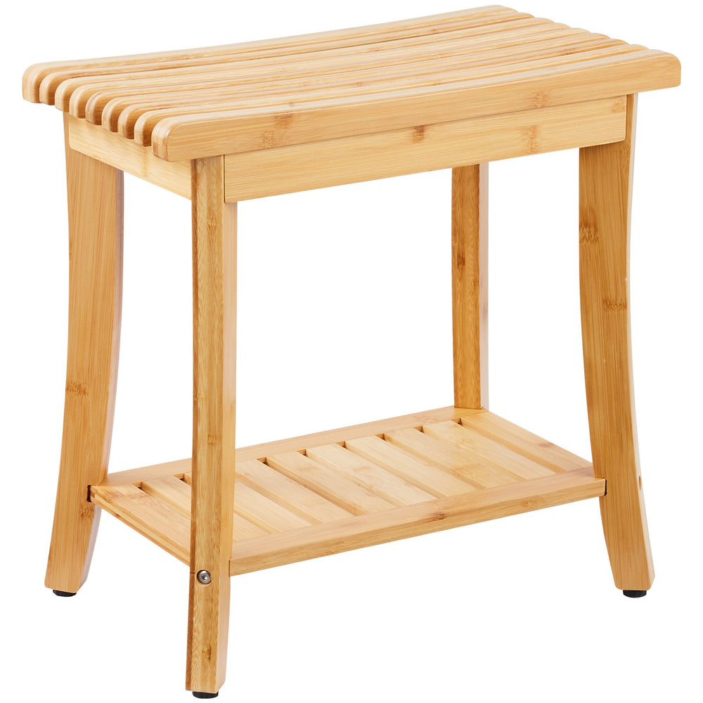 VEVOR Bamboo Shower Bench 48.5 x 28.7 x 46.5 cm Shower Stool Chair for Bathroom